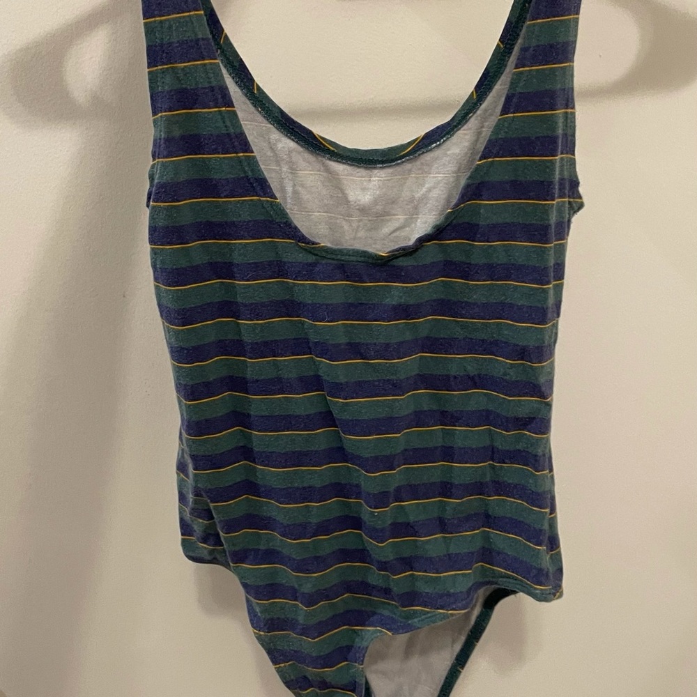Low back striped high leg body suit